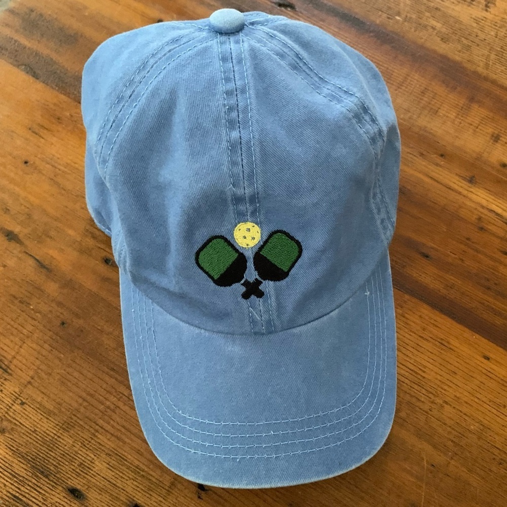 Pickleball Embroidered Sunwashed Blue Cotton Baseball Cap OS